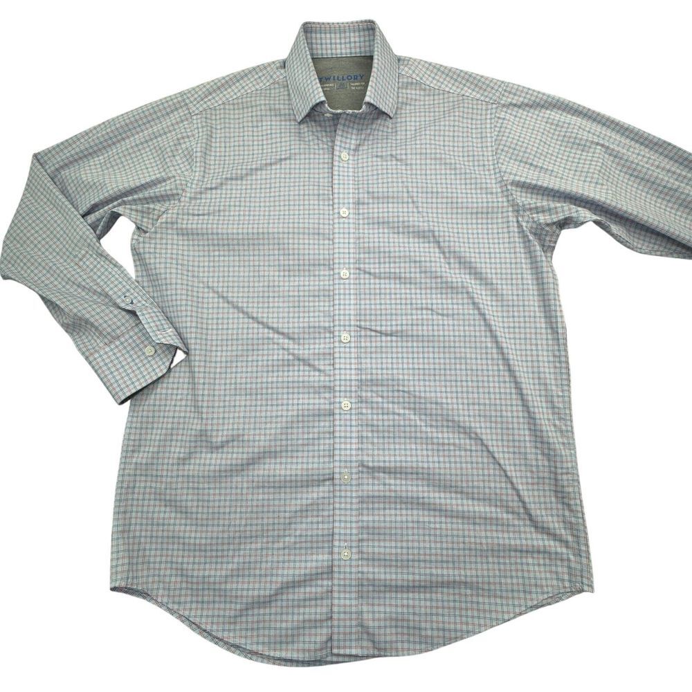 Twillory Dress Shirt Mens 15.5 Multi Check Performance Tailored Fit Button Down